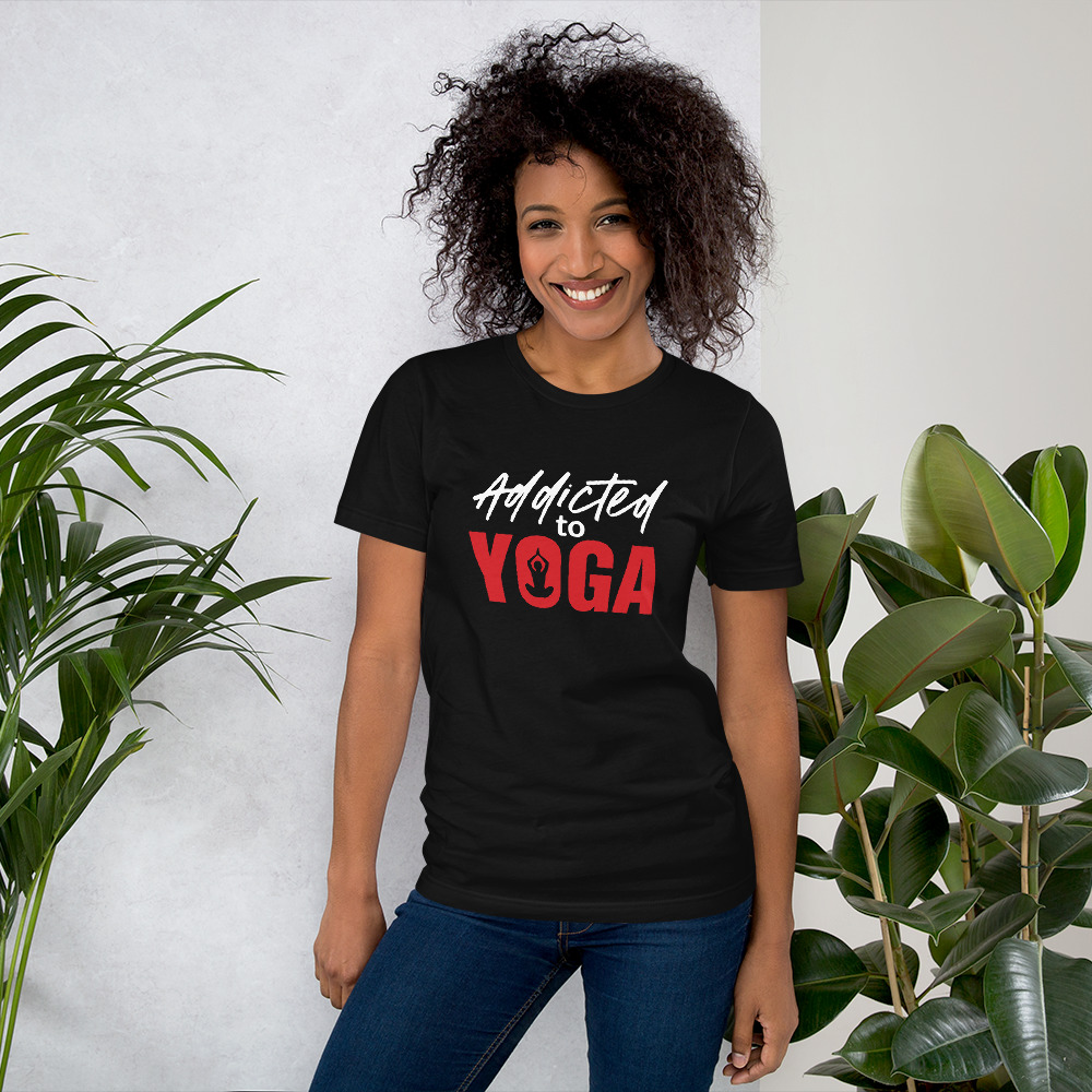 YOGA addict, Women's Round Neck T-shirt - Make My Apparel
